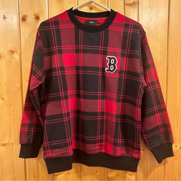 Vintage Boston Red Sox Major League Baseball (MLB) Plaid Crew Neck Sweatshirt - Picture 1 of 5